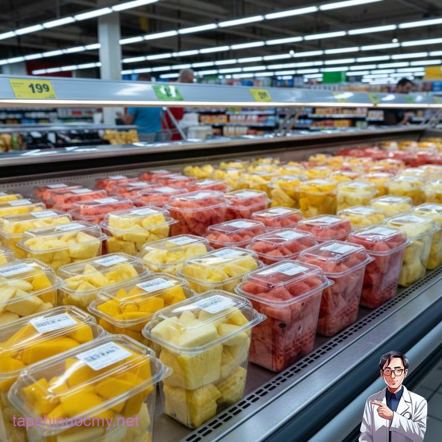 Trái cây cắt sẵn tiện lợi nhưng dễ giảm độ tươi và khó kiểm soát chất lượng.