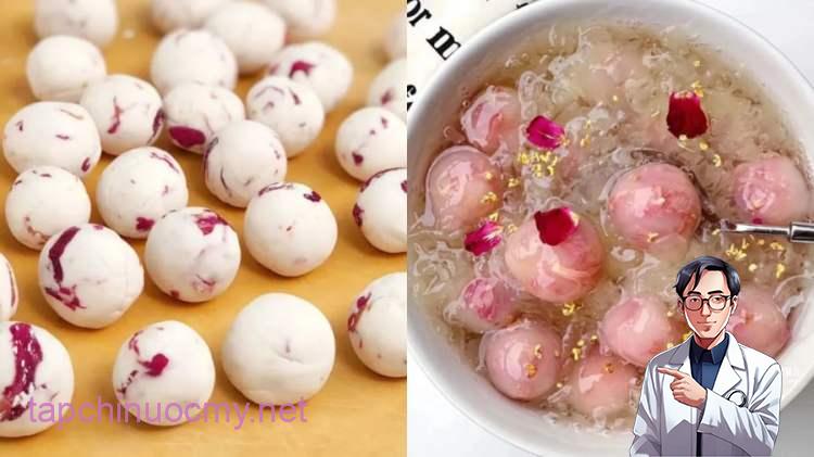 Món chè nấm tuyết trân châu hoa hồng là sự lựa chọn lý tưởng khi thời tiết lạnh hoặc chuyển mùa