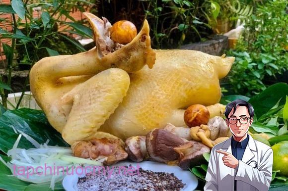 Nếu muốn tạo kiểu gà chầu, hãy dùng dao sắc rám nắng bên cổ gà rồi khéo léo luồng hai cánh gà vào cửa qua các đường rỗ này.