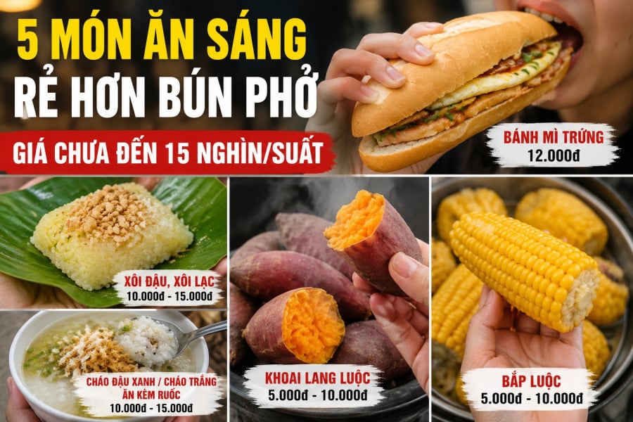 5 món ăn sáng rẻ hơn bún phở, giá chưa đến 15 tràng/suất
