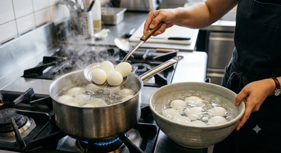 ngâm nước lạnh sau khi giúp hơi thở nhanh và bình thường dễ bóc vỏ hơn.