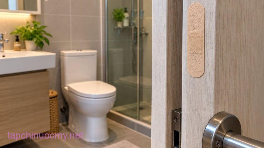 Tại sao lại dán urgo lên cánh cửa nhà vệ sinh?