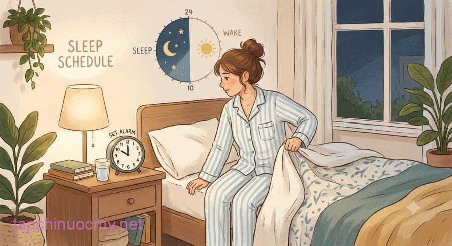 dậy vào cùng một thời điểm và duy trì thói quen đi ngủ nhất giúp củng cố nhịp sinh học.