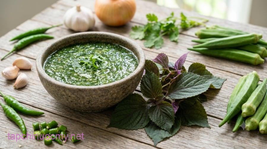 Molokhia và tía tô cung cấp chất xơ cùng nhiều hợp chất thực vật, góp phần làm phong phú nguồn rau trong bữa ăn hằng ngày.