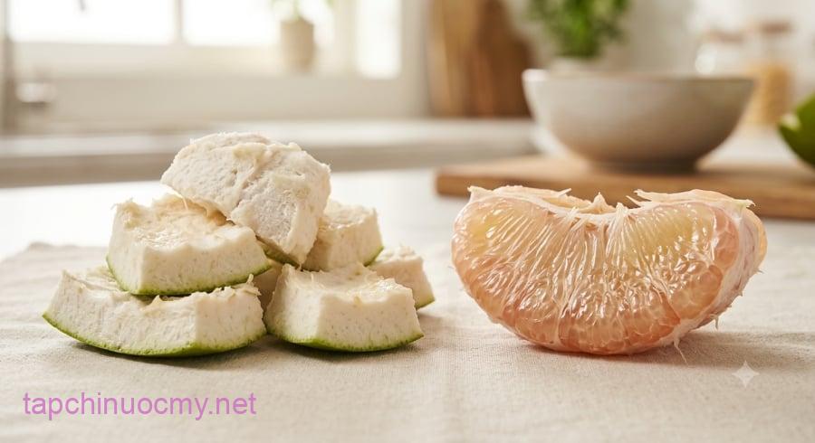 Cùi trắng của bưởi chứa chất xơ hòa tan và pectin, có thể được tận dụng để bổ sung vào chế độ ăn.